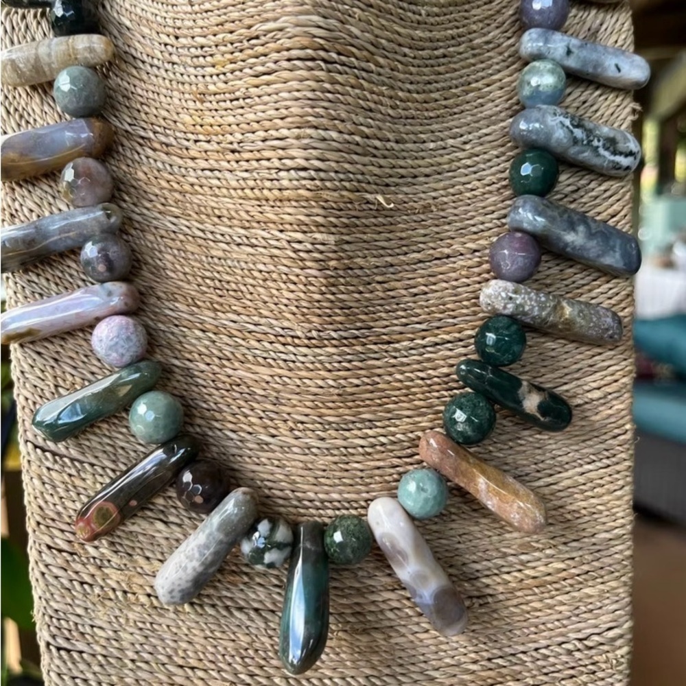 Multicolor Spike Agate Stone Necklace